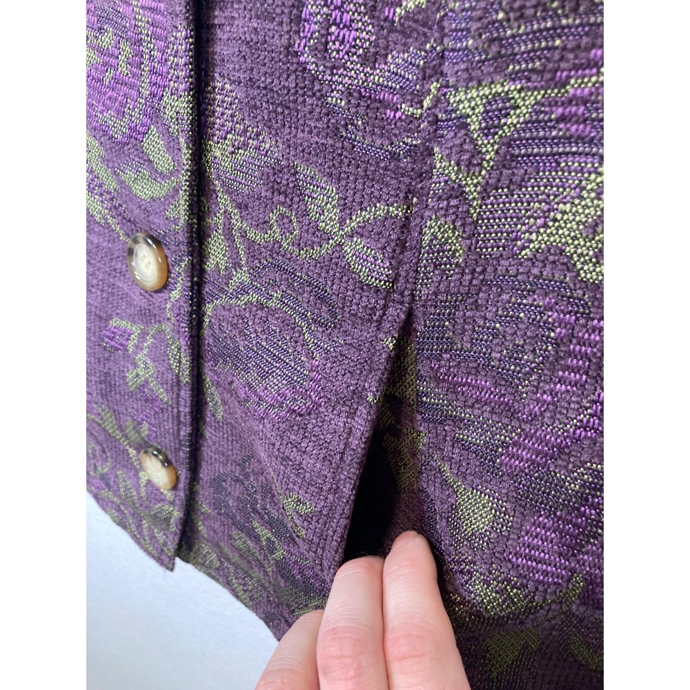 Christopher & Banks‎ Womens Purple Floral Brocade Vest Size L - Picture 8 of 9